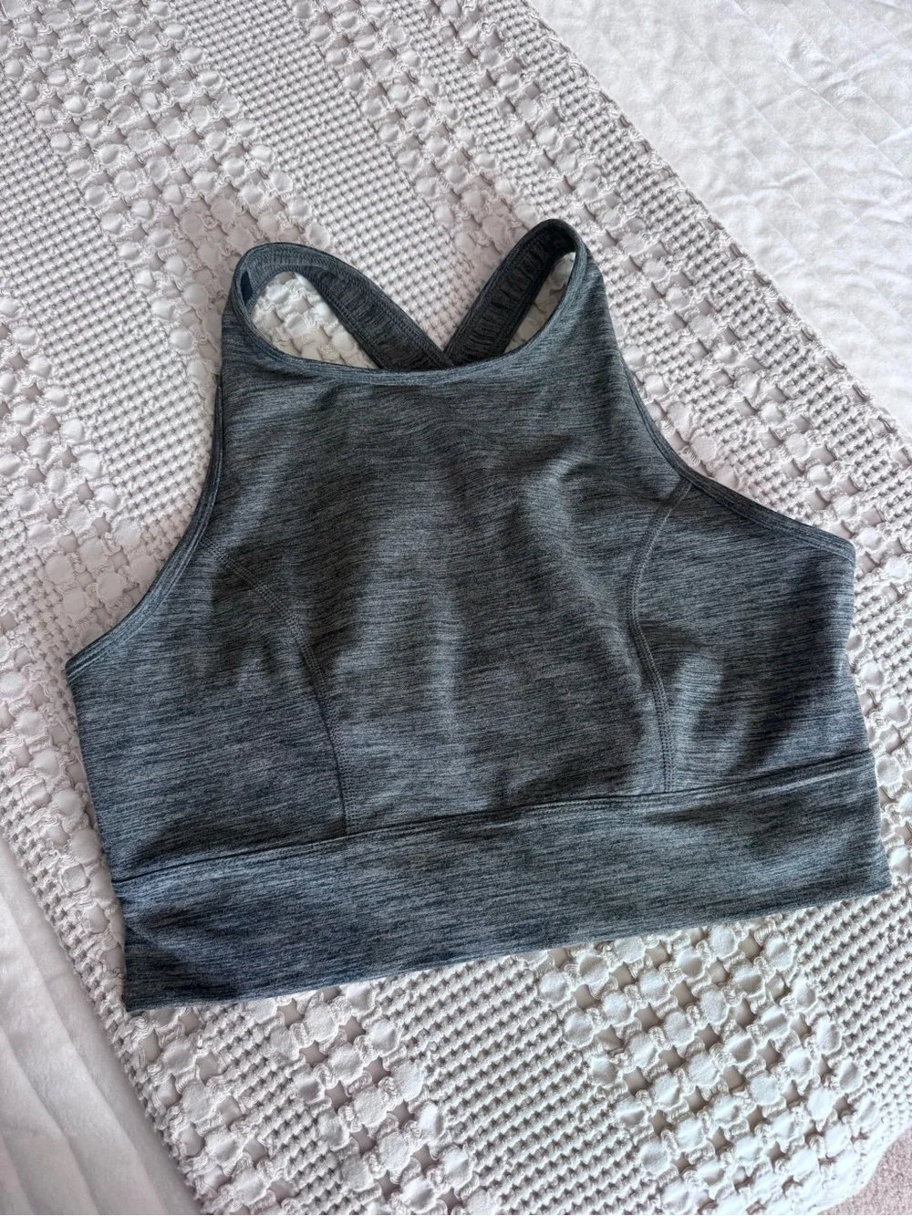 JoyLab High Neck Charcoal Gray Sports Bra with Crossback Straps